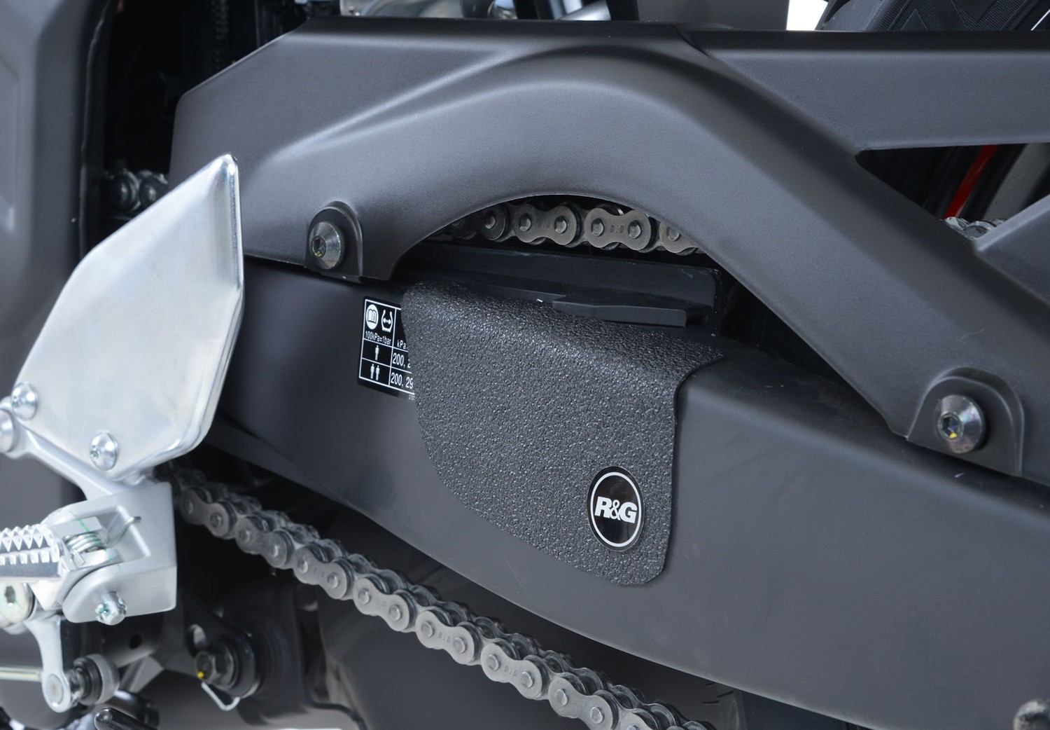 R&G Racing Boot Guard 2-Piece (left side swingarm, plus top of exhaust shield) for Yamaha YZF-R25 '14-'22, YZF-R3 '15-'22 R&G Racing Boot Guard 2-Piece (left side swingarm, plus top of exhaust shield) for Yamaha YZF-R25 '14-'22, YZF-R3 '15-'22
